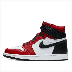 Nike High OG Satin Snake Chicago Basketbol Ayakkabısı Air Jordan 1 Kadın Kırmızı Siyah | JD-056OH