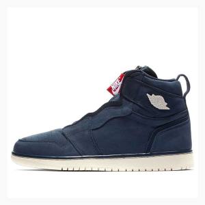 Nike High Zip Basketbol Ayakkabısı Air Jordan 1 Kadın Koyu Mavi | JD-258MG