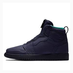 Nike High Zip Blackened Basketbol Ayakkabısı Air Jordan 1 Kadın Lacivert | JD-490EP