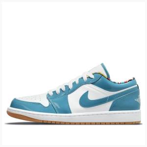 Nike Low Barcelona Cyber Teal Spor Ayakkabı Air Jordan 1 Erkek Beyaz Mavi | JD-687SF