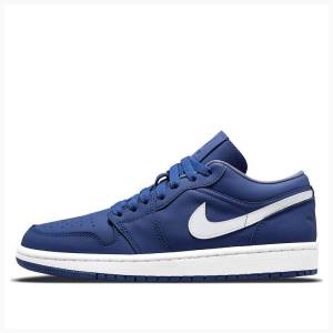 Nike Low Deep Royal Spor Ayakkabı Air Jordan 1 Kadın Mavi Beyaz | JD-716JS