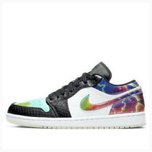 Nike Low Galaxy Spor Ayakkabı Air Jordan 1 Erkek Siyah Yeşil Mavi | JD-824TC