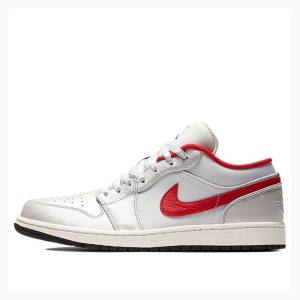 Nike Low 'Night Parça' Spor Ayakkabı Air Jordan 1 Erkek Beyaz Kırmızı | JD-617NB