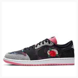 Nike Low OG CNY Chine New Year Spor Ayakkabı Air Jordan 1 Erkek Siyah Gri Pembe | JD-239HO