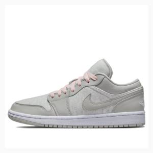 Nike Low Pamuklu Fleece Spor Ayakkabı Air Jordan 1 Kadın Gri | JD-896KA