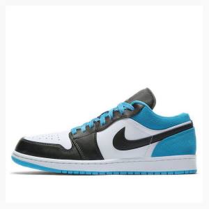 Nike Low SE Laser Spor Ayakkabı Air Jordan 1 Erkek Siyah Mavi | JD-918RX