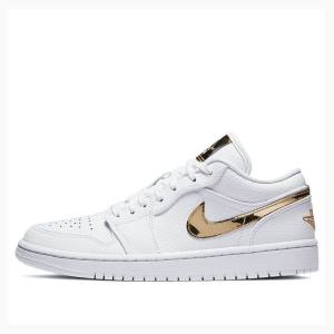 Nike Low SE Metallic Spor Ayakkabı Air Jordan 1 Kadın Beyaz Altın | JD-769UG