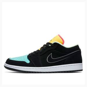 Nike Low SE Spor Ayakkabı Air Jordan 1 Erkek Siyah Sarı Yeşil | JD-382YR