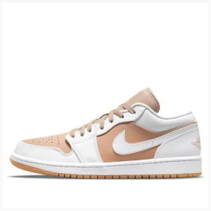 Nike Low Spor Ayakkabı Air Jordan 1 Erkek Beyaz Bej Rengi | JD-326VE