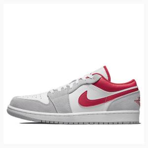 Nike Low Spor Ayakkabı Air Jordan 1 Erkek Beyaz Gri Kırmızı | JD-719CL