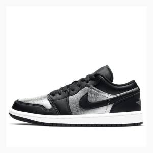 Nike Low Spor Ayakkabı Air Jordan 1 Kadın Siyah Gümüş | JD-017TW