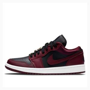 Nike Low Spor Ayakkabı Air Jordan 1 Kadın Kırmızı Siyah | JD-128QL