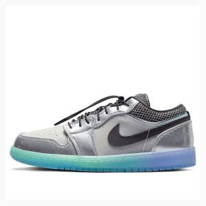 Nike Low Toggle Silver Spor Ayakkabı Air Jordan 1 Kadın Gümüş Siyah | JD-578GX