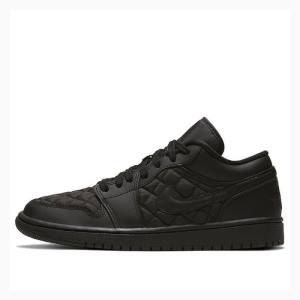 Nike Low Triple Black Quilted Spor Ayakkabı Air Jordan 1 Kadın Siyah | JD-682HK