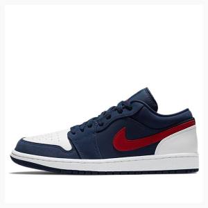 Nike Low USA Spor Ayakkabı Air Jordan 1 Erkek Mavi Kırmızı | JD-765ZR