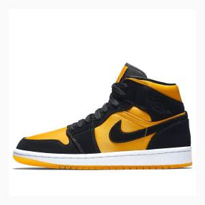 Nike Mid Cut Basketbol Ayakkabısı Air Jordan 1 Erkek Altın Siyah | JD-035CD