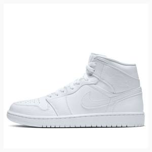 Nike Mid Cut Basketbol Ayakkabısı Air Jordan 1 Erkek Beyaz | JD-078BS