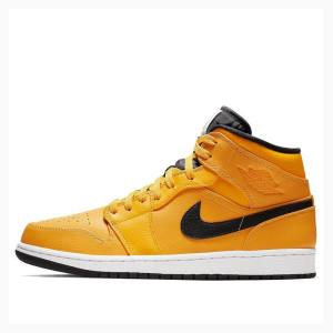 Nike Mid Cut Basketbol Ayakkabısı Air Jordan 1 Erkek Altın | JD-214FI