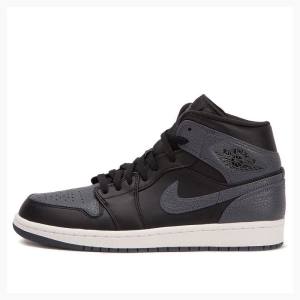 Nike Mid Cut Basketbol Ayakkabısı Air Jordan 1 Erkek Siyah Koyu Gri | JD-365DX