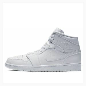 Nike Mid Cut Basketbol Ayakkabısı Air Jordan 1 Erkek Beyaz | JD-429UT