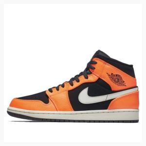 Nike Mid Cut Basketbol Ayakkabısı Air Jordan 1 Erkek Turuncu Siyah | JD-518CF