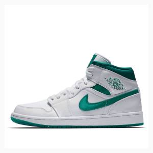 Nike Mid Cut Basketbol Ayakkabısı Air Jordan 1 Erkek Yeşil Beyaz | JD-518TK