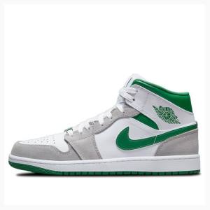 Nike Mid Cut Basketbol Ayakkabısı Air Jordan 1 Erkek Beyaz Gri Yeşil | JD-672JU