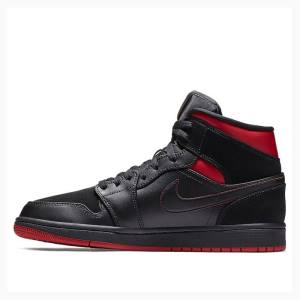 Nike Mid Cut Basketbol Ayakkabısı Air Jordan 1 Erkek Siyah Kırmızı | JD-724ZJ