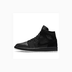 Nike Mid Cut Basketbol Ayakkabısı Air Jordan 1 Kadın Siyah | JD-912PO