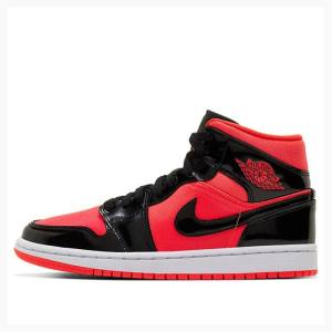 Nike Mid Cut Bright Crimson Basketbol Ayakkabısı Air Jordan 1 Kadın Kırmızı Siyah | JD-915QA