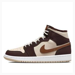 Nike Mid Cut Brown Basalt Oatmeal Basketbol Ayakkabısı Air Jordan 1 Kadın Kahverengi | JD-742PF