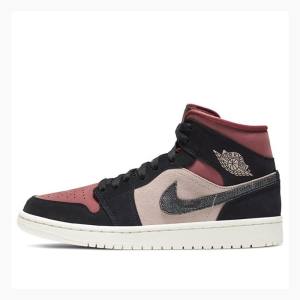 Nike Mid Cut Burgundy Dusty Basketbol Ayakkabısı Air Jordan 1 Kadın Kırmızı Siyah | JD-473NU