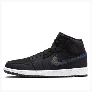 Nike Mid Cut Crater Racer Basketbol Ayakkabısı Air Jordan 1 Erkek Siyah | JD-435FW