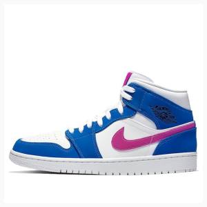 Nike Mid Cut Hyper Royal Violet Basketbol Ayakkabısı Air Jordan 1 Erkek Mavi Kırmızı | JD-019GE