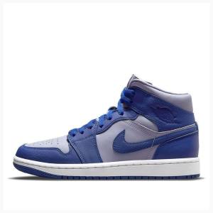 Nike Mid Cut Iron Basketbol Ayakkabısı Air Jordan 1 Kadın Mavi | JD-149ZW