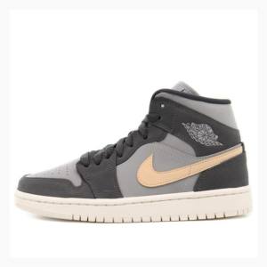 Nike Mid Cut Iron Onyx Basketbol Ayakkabısı Air Jordan 1 Kadın Gri | JD-712XT