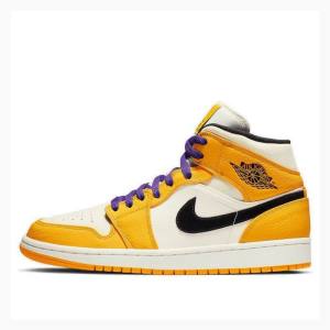 Nike Mid Cut SE Basketbol Ayakkabısı Air Jordan 1 Erkek Altın | JD-468GI