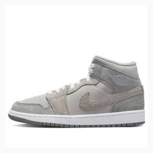 Nike Mid Cut SE Basketbol Ayakkabısı Air Jordan 1 Kadın Gri | JD-570WS