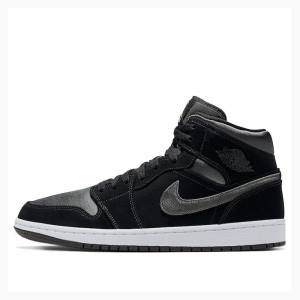 Nike Mid Cut SE Basketbol Ayakkabısı Air Jordan 1 Erkek Siyah | JD-687ZQ