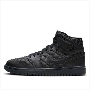 Nike Mid Cut SE 'Black Quilted' Basketbol Ayakkabısı Air Jordan 1 Kadın Siyah | JD-302CT