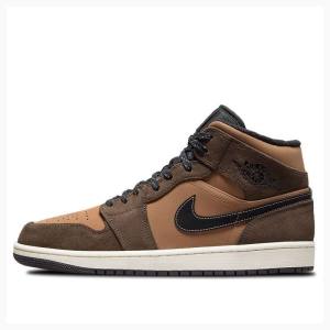 Nike Mid Cut SE Dark Chocolate Basketbol Ayakkabısı Air Jordan 1 Erkek Kahverengi | JD-836UZ