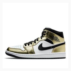 Nike Mid Cut SE 'Metallic Gold' Basketbol Ayakkabısı Air Jordan 1 Erkek Altın Siyah | JD-314VQ