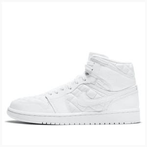 Nike Mid Cut SE Quilted Basketbol Ayakkabısı Air Jordan 1 Kadın Beyaz | JD-057IX