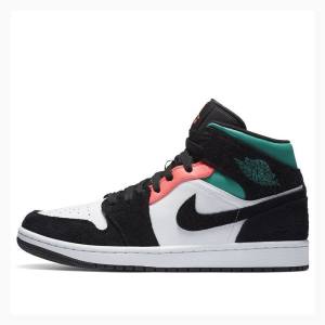 Nike Mid Cut SE South Beach Basketbol Ayakkabısı Air Jordan 1 Erkek Siyah Beyaz | JD-945LZ