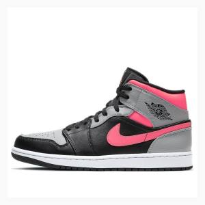 Nike Mid Cut Shadow Basketbol Ayakkabısı Air Jordan 1 Erkek Siyah Gümüş Pembe | JD-083RJ