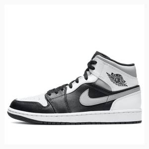 Nike Mid Cut Shadow Basketbol Ayakkabısı Air Jordan 1 Erkek Gri Siyah Beyaz | JD-481BT