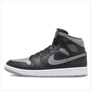 Nike Mid Cut Shadow Basketbol Ayakkabısı Air Jordan 1 Kadın Siyah Gri | JD-629RZ