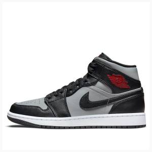 Nike Mid Cut Shadow Basketbol Ayakkabısı Air Jordan 1 Erkek Gri Siyah | JD-863ZO