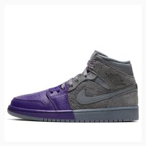 Nike Mid Cut Sheila Rashid - Unite Basketbol Ayakkabısı Air Jordan 1 Kadın Gri Mor | JD-276DW