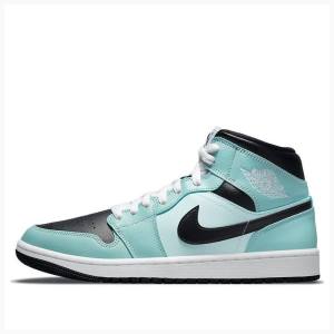 Nike Mid Cut Teal Tint Basketbol Ayakkabısı Air Jordan 1 Kadın Mavi Siyah | JD-281VW